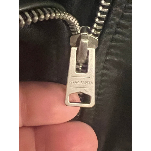 AllSaints Klyn Black Leather Biker Jacket - Picture 5 of 12